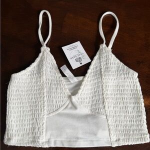 Elegant White Smocked crop top Camisole